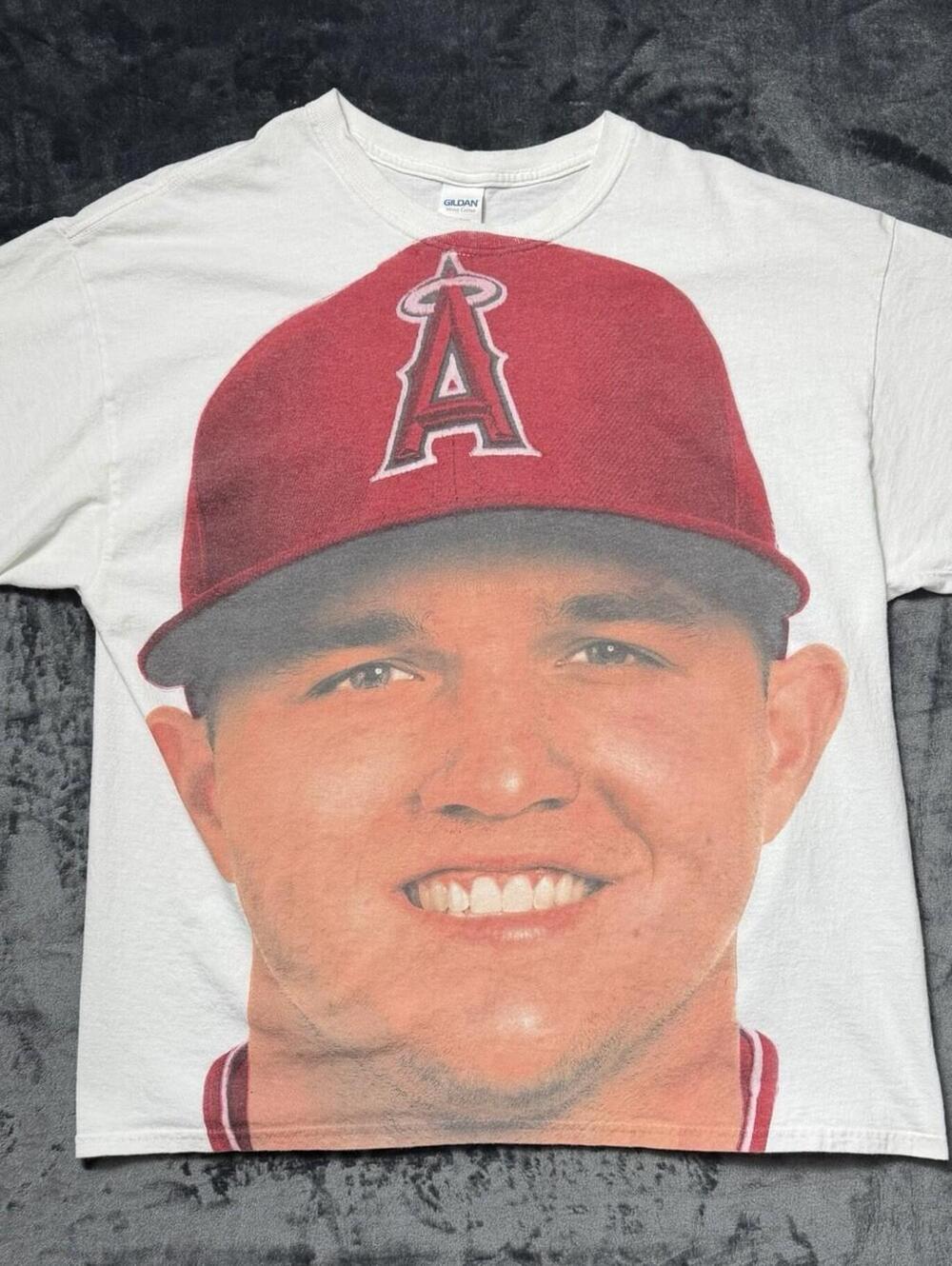 Mike Trout Los Angeles Angels Big Face Graphic T-Shirt White Men's Size XL